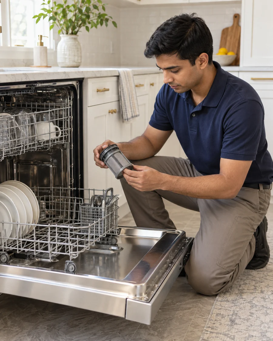 Dishwasher repair in progress