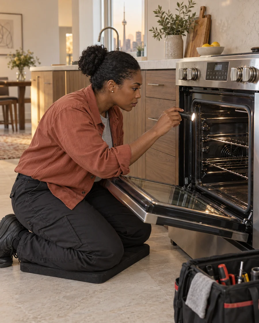 Oven being serviced
