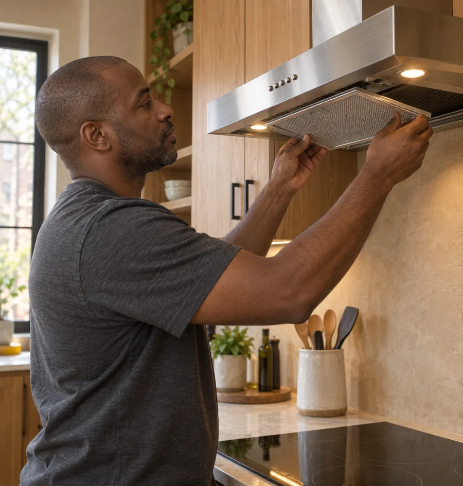 Rangehood being serviced