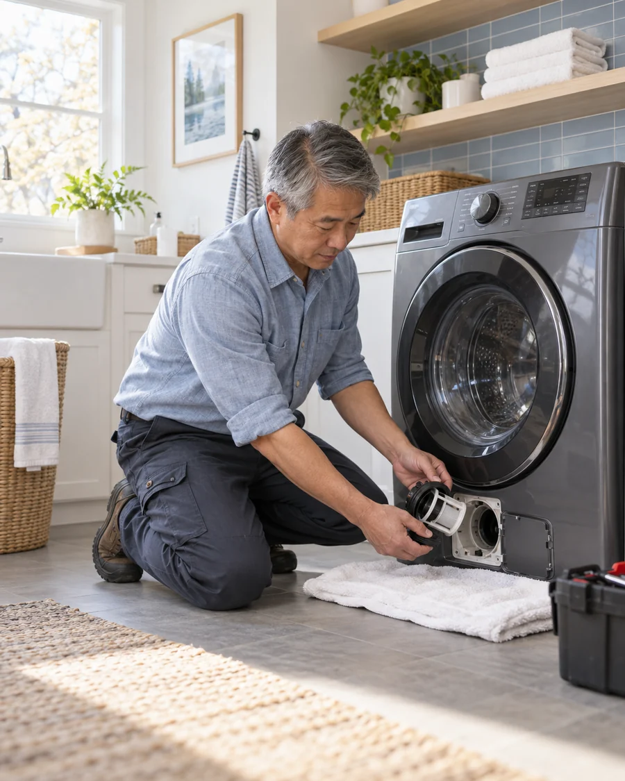 Washer being repaired